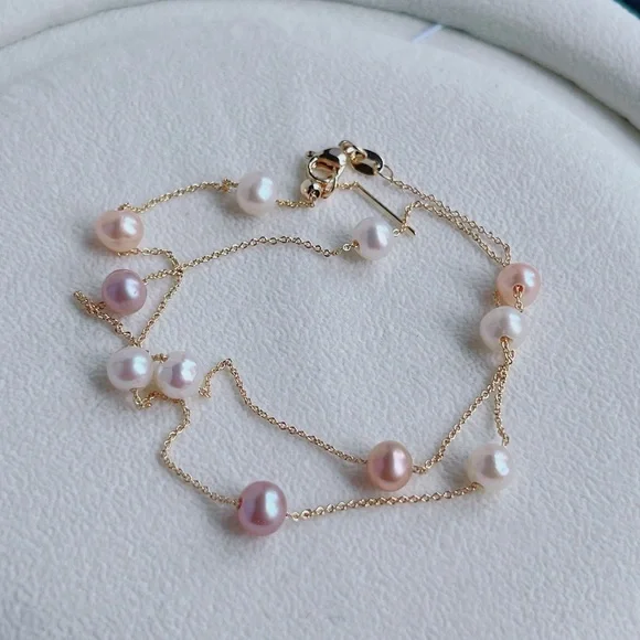 Black Friday Sale No 5 Handmade 14KGP Candy Color Freshwater Pearl Necklace - Picture 9 of 10